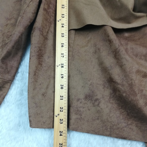 A.N.A Womens Blazer Jacket Moto Faux Leather Brown Mottled Zip Asymmetrical‎ XL - Picture 3 of 12